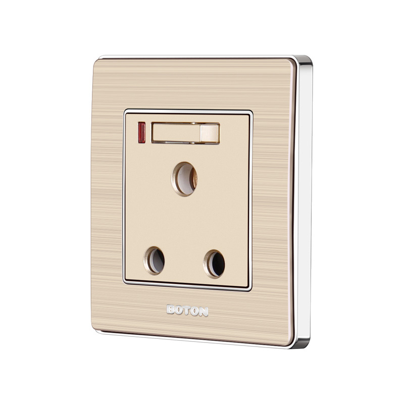 Two Pole 15A Single Phase Wall Switch Socket with Lamp