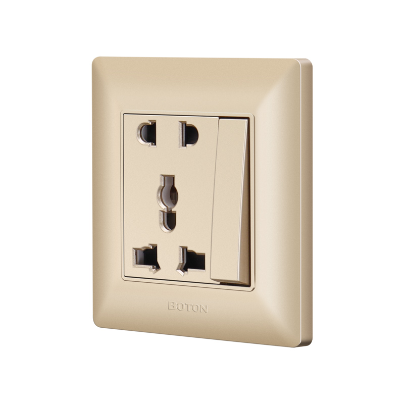 1 Gang Switch with 5 Pin Multi Functional White Hotel Wall Socket