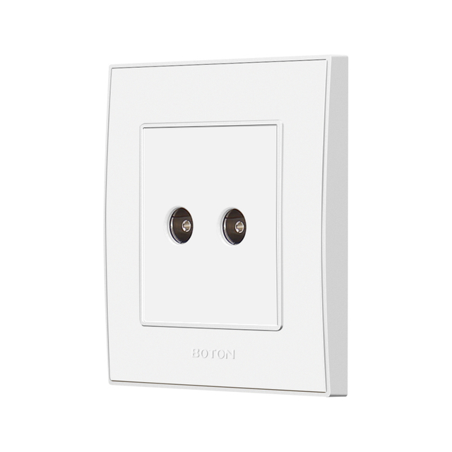 Electrical Twin TV White Wall Switch Socket