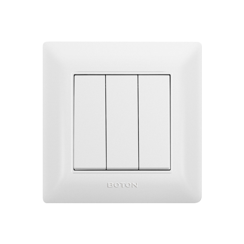 Hotel 3 Gang 2 Way White Wall Switch