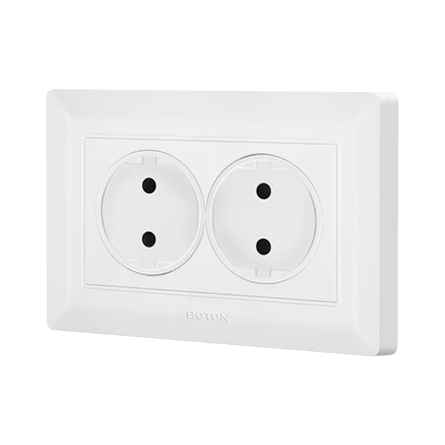 Apartment Double Schuko Socket without Grounding