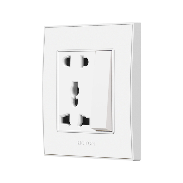 Hotel White Color 1 Gang Switch with 5 Pin Universal Socket