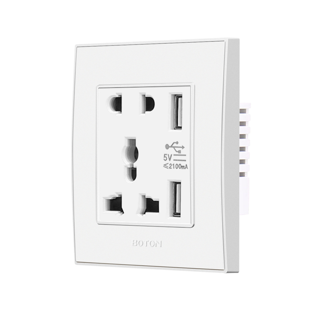 5 Pin Multi Functional with 2 USB Charging Wall Socket