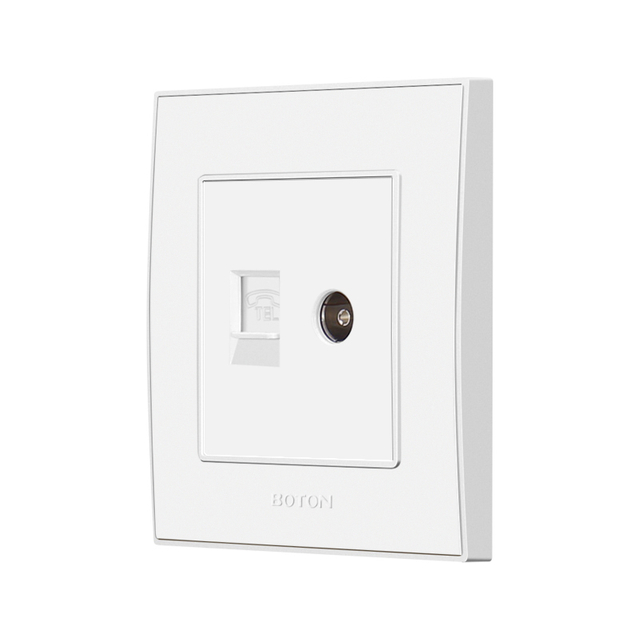 Living Room TV and Telephone White Wall Socket