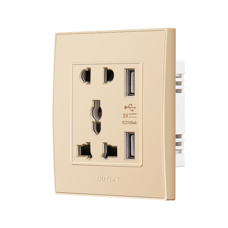 5 Pin Multi Functional with 2 USB Charging Wall Socket