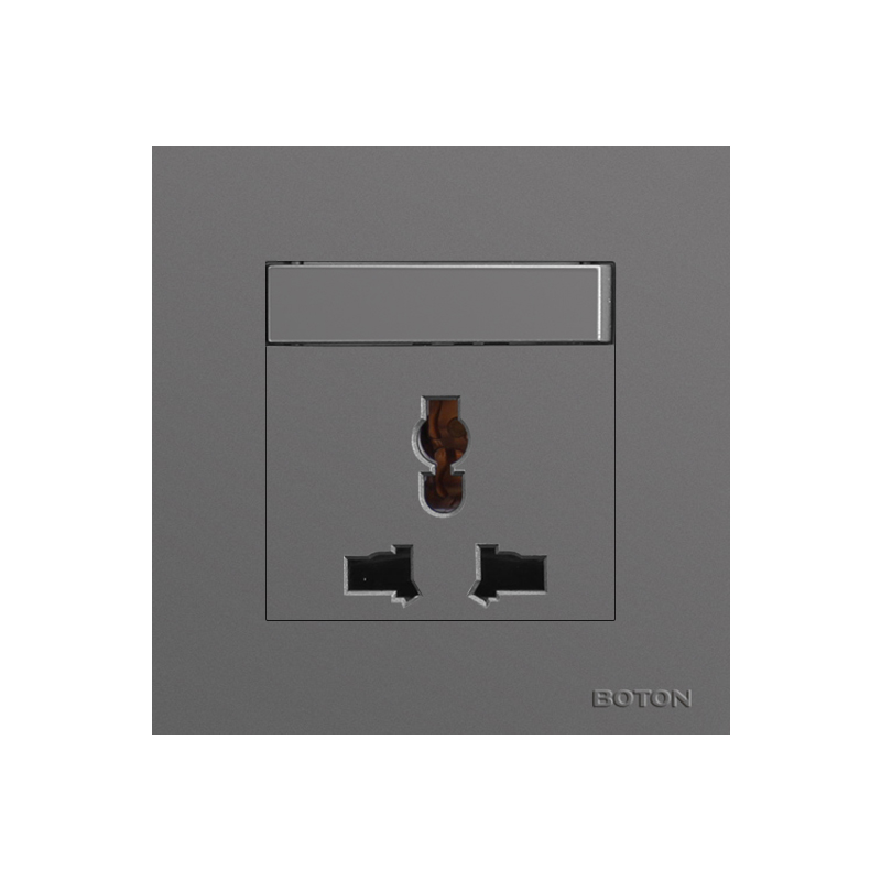 Grey Colored Finish 1 Gang Switch 3 Pin Universal Wall Socket