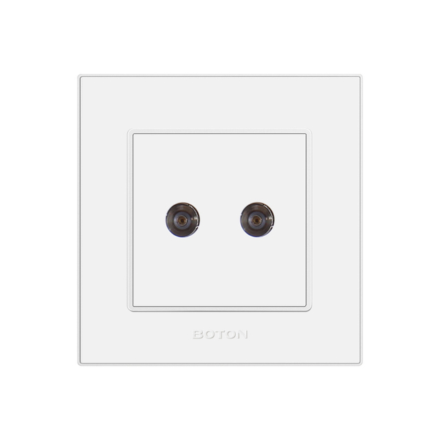 Electrical Twin TV White Wall Switch Socket