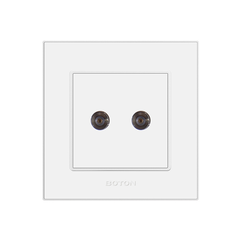 Electrical Twin TV White Wall Switch Socket