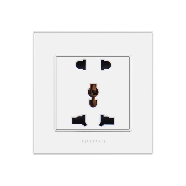 Flush Mounted 5 Pin White Multi Functional Wall Socket