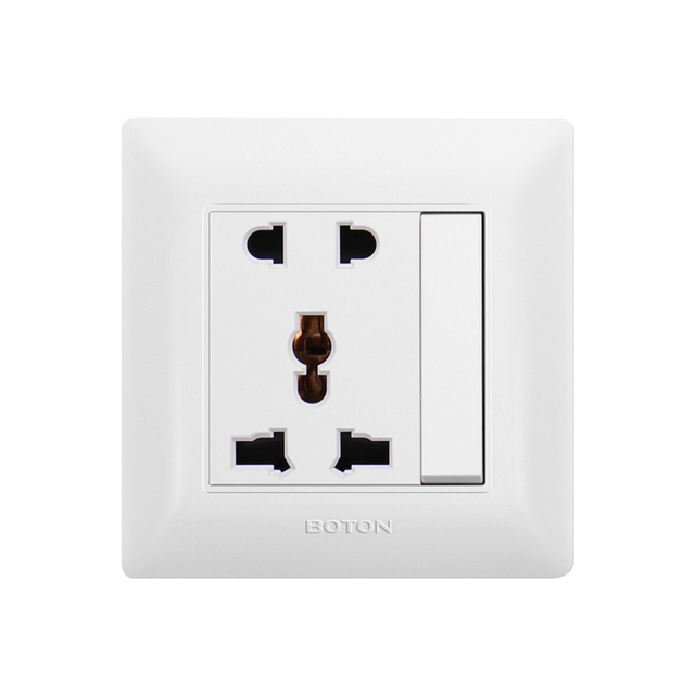 1 Gang Switch with 5 Pin Multi Functional White Hotel Wall Socket