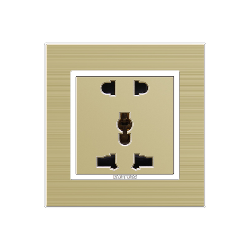 Home Hotel Aluminum Decorator 5 Pin Universal Wall Socket