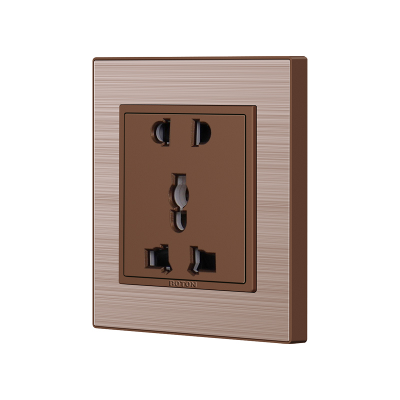 Home Hotel Aluminum Decorator 5 Pin Universal Wall Socket