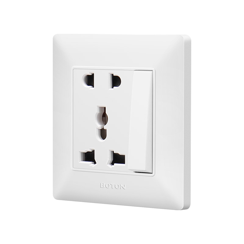 1 Gang Switch with 5 Pin Multi Functional White Hotel Wall Socket