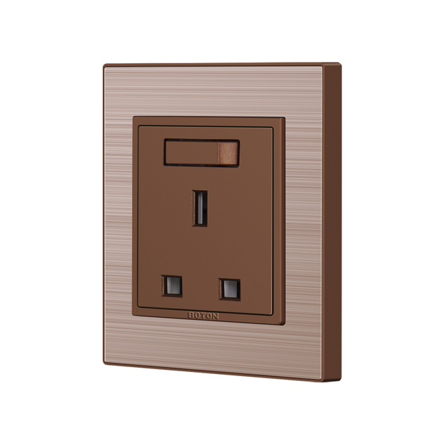 Aluminum 13A Wall Switched Socket