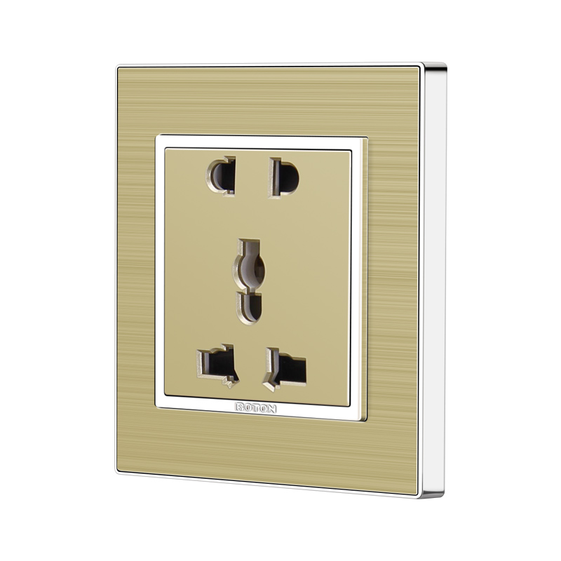 Home Hotel Aluminum Decorator 5 Pin Universal Wall Socket