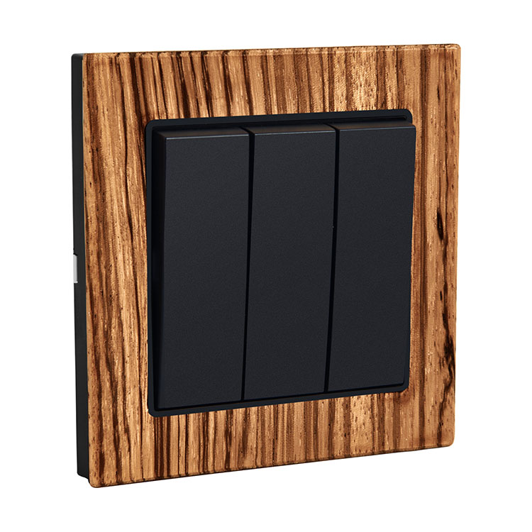 Indoor 3 Gang 2 Way Wood Wall Switch