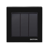 Hotel 3 Gang 2 Way Black Glass Wall Switch