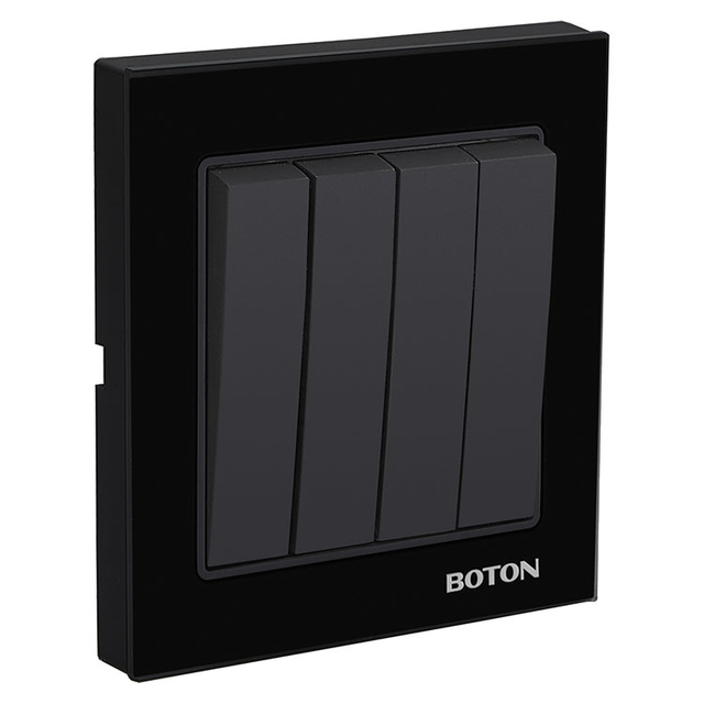 4 Gang 2 Way Black Glass Wall Switch