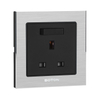 Indoor Silver Aluminum 13A Wall Switch Socket