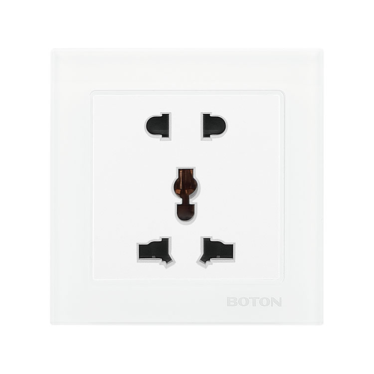 5 Pin Universal White Glass Wall Socket