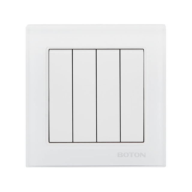 Apartment 4 Gang 2 Way Glass Wall Switch Socket