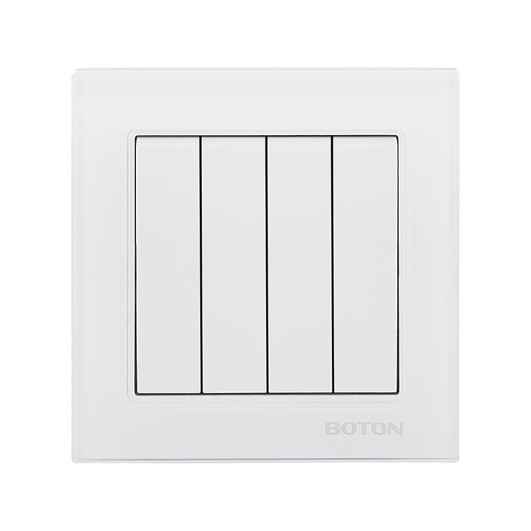 Apartment 4 Gang 2 Way Glass Wall Switch Socket