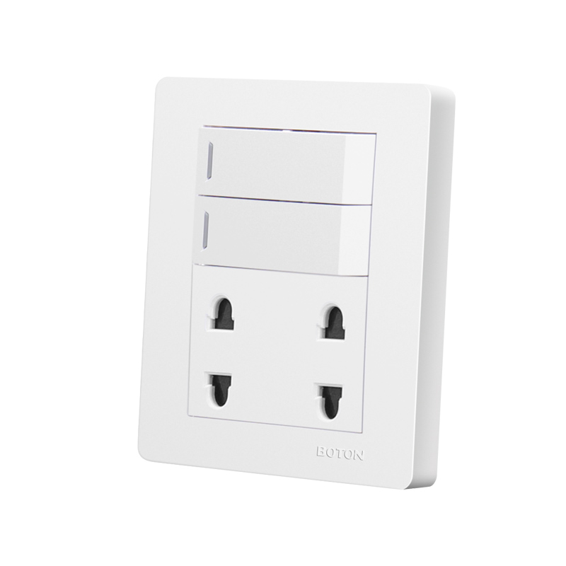 2 Gang Switch with 4 Pin Universal Switch Socket for Interior Design