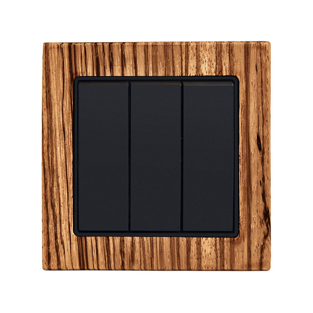 Indoor 3 Gang 2 Way Wood Wall Switch