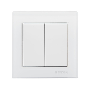 2 Gang 2 Way White Glass Intermediate Wall Switch