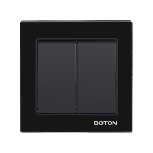 Black Glass 2 Gang Wall Switch for Hotel 