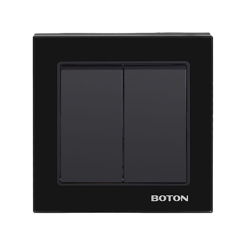 Black Glass 2 Gang Wall Switch for Hotel 