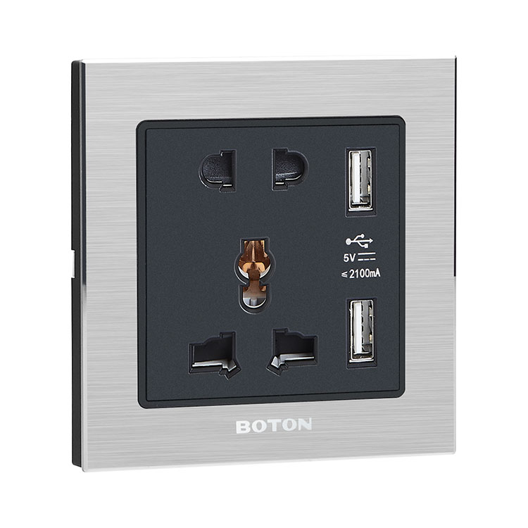 Hotel 5 Pin Universal Wall Switch Socket with 2 USB