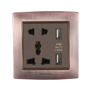 5 Pin Multi Functional Wall Socket with 2 USB Charging