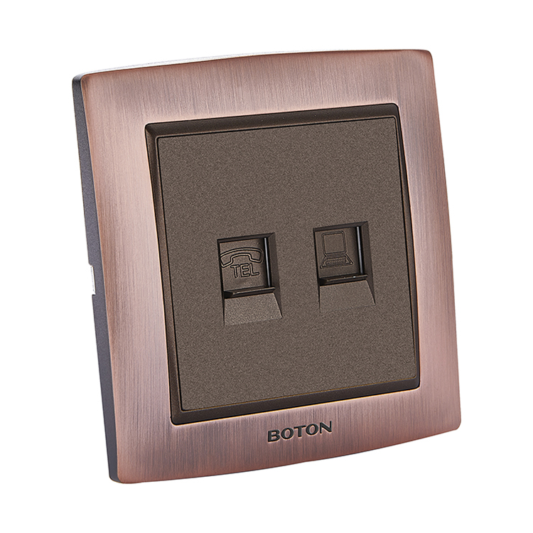 Colored Finish Durable Telephone and Computer Wall Socket