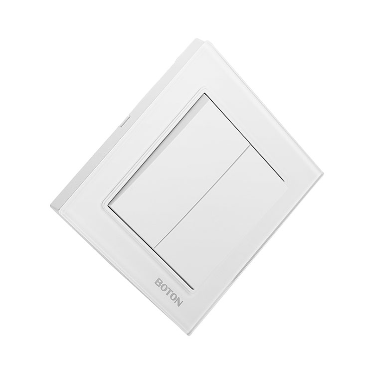 2 Gang 2 Way White Glass Intermediate Wall Switch