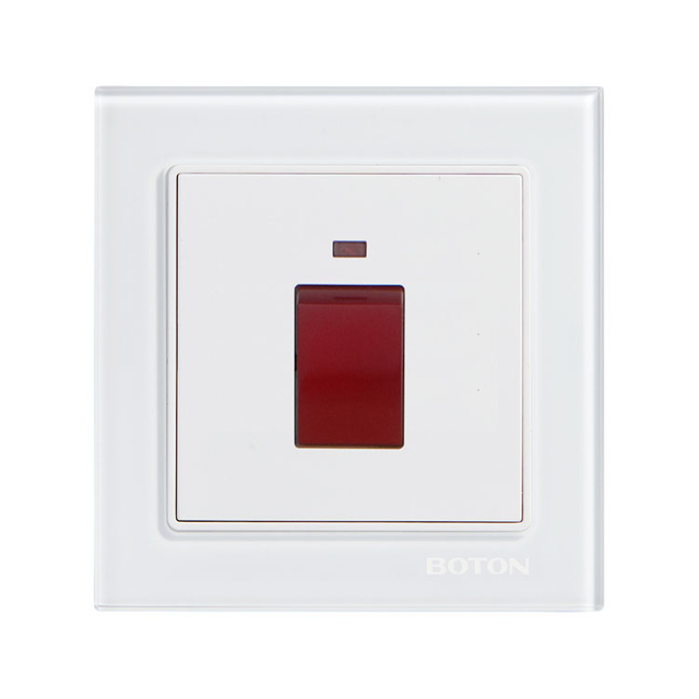 White Glass 45A Rocker Wall Switch