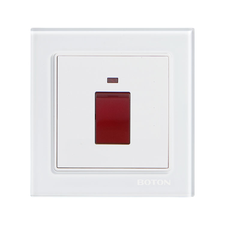 White Glass 45A Rocker Wall Switch