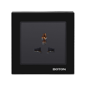 Black 3 Pin Multi Functional Wall Switch Socket