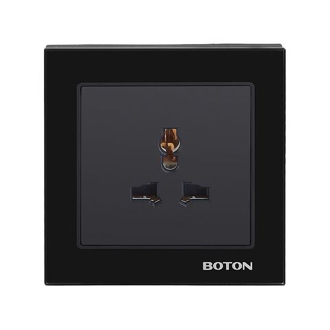 Black 3 Pin Multi Functional Wall Switch Socket