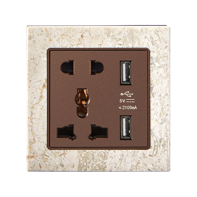 5 Pin Multi Functional with 2 USB Luxury Wall Socket