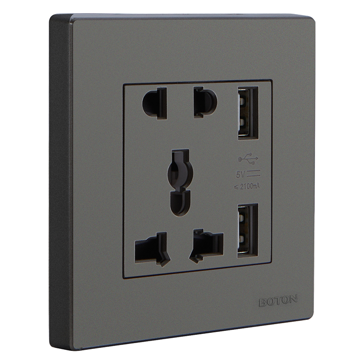 5 Pin Multi Functional Wall Socket with USB 