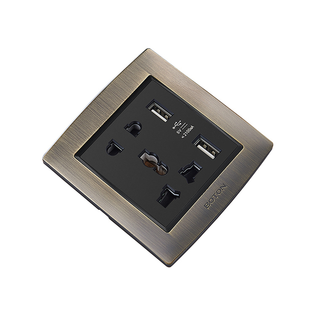 Flush Mounted 5 Pin Multi Functional Socket with USB Charging