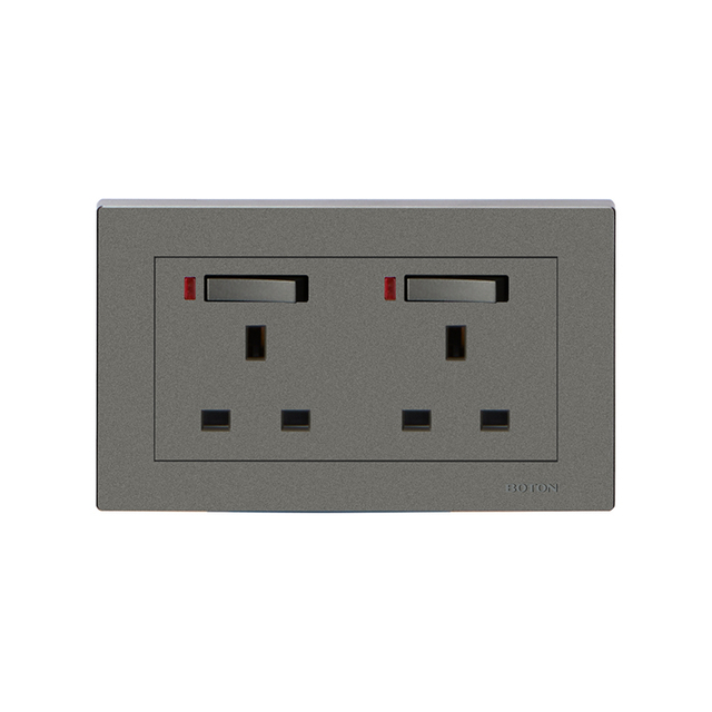 Commercial Double 13A Single Phase Switched Socket with Lamp