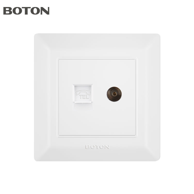 TV and Telephone White Wall Socket for Apartment 