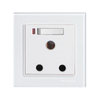 White Glass 15A Switched Socket with Lamp