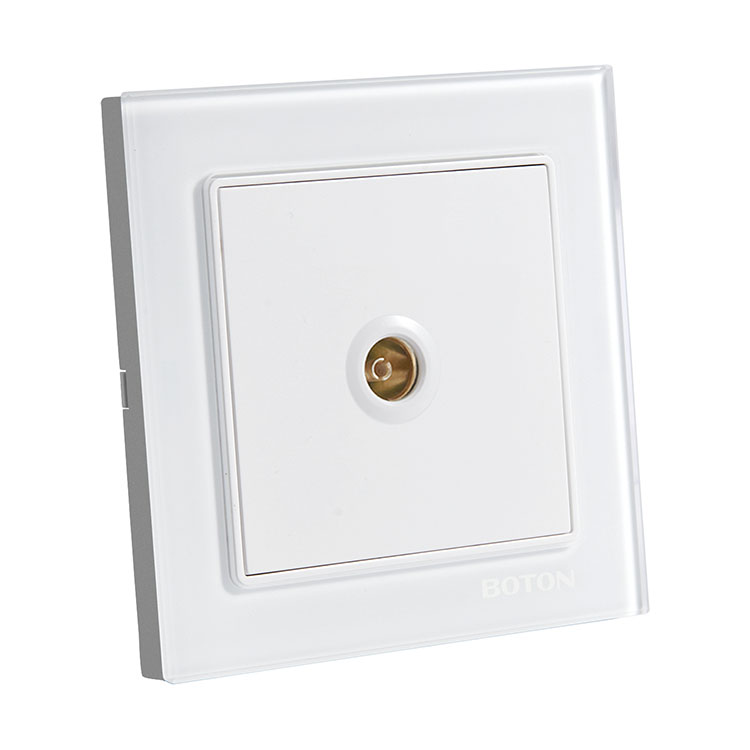 White Glass TV Wall Socket