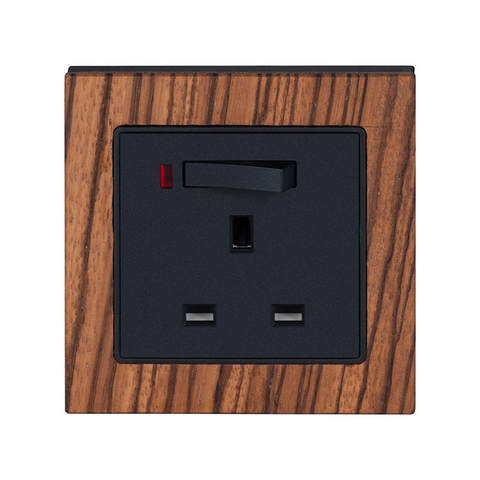 Home Wood Frame 13A Switched Socket with Lamp