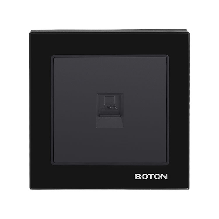 Black Glass Home Electrical Computer Wall Socket