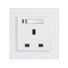 White Glass 13A Switched Socket with Lamp