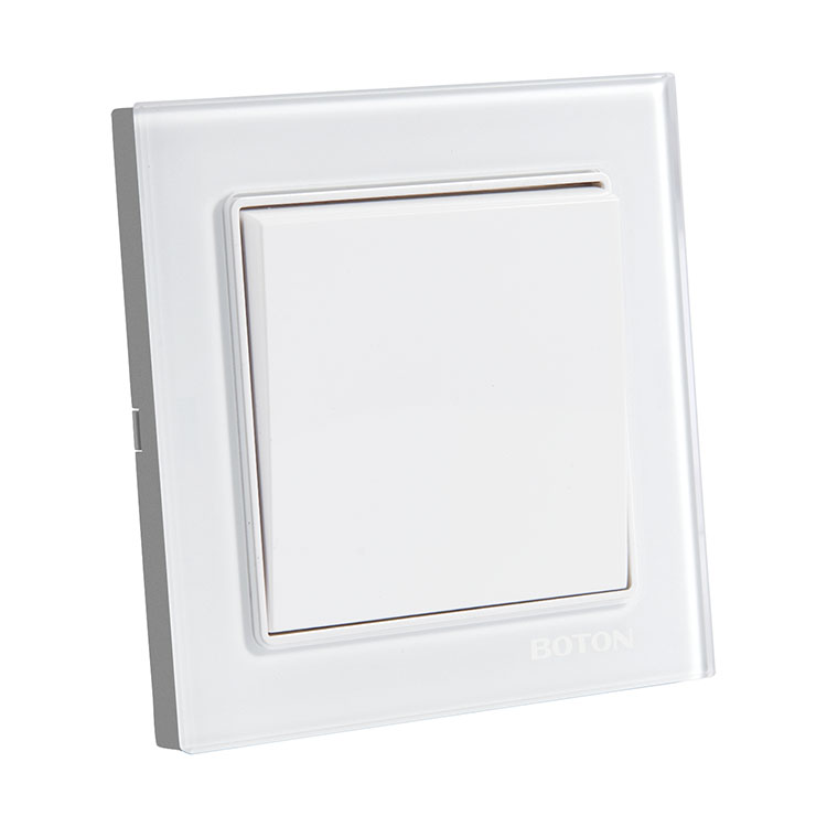 1 Gang 2 Way White Glass Wall Switch